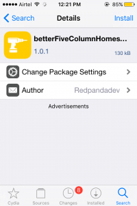 Btter Five Home Screen Tweak