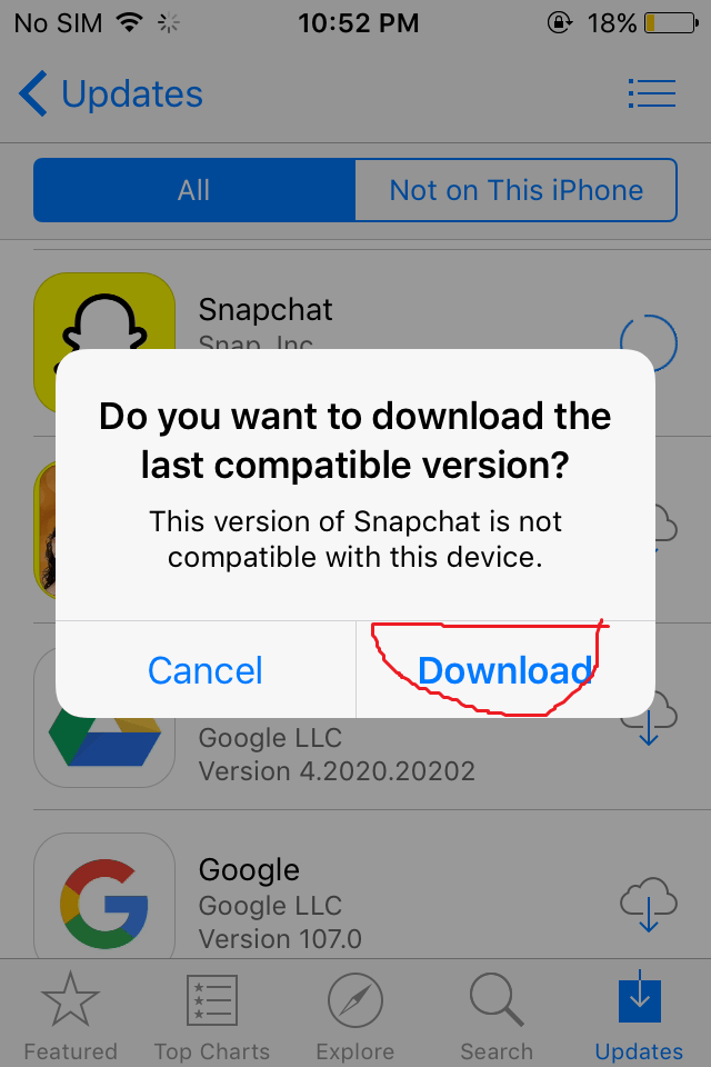 Snapchat iOS 9 Compatible 