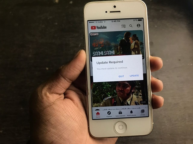 YouTube Requires Update iPhone